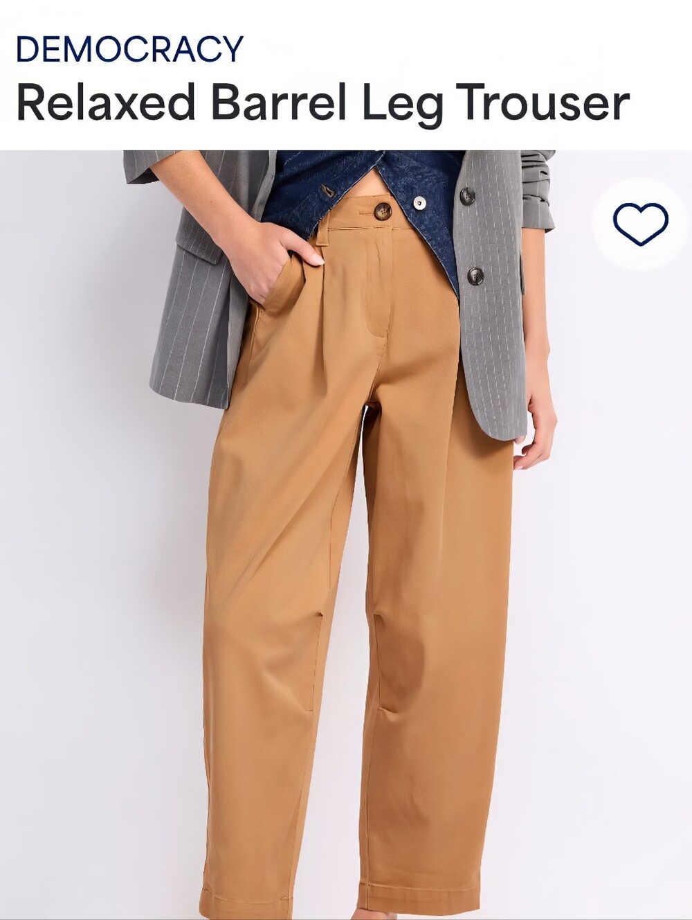 Democracy Relaxed Barrel Leg Trousers in Camel